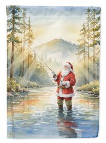 Santa Claus Fly-Fishing at Sunrise Christmas House Flag Large Porch Sleeve Pole Decorative Outside Yard Banner Artwork Wall Hanging, Polyester
