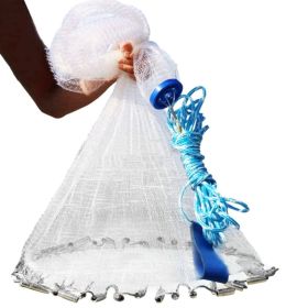 1Pc 2 Size Options 6FT 8FT Radius Fishing Cast Net For Fathers Day Gift Bait Trap Easy Throw Heavy Duty Hand Cast Net With Chain Sinker Bottom Sp (Option: 8FT Radius)