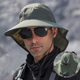 Wide Brim Sun Screen Hat With Neck Flap; Adjustable Waterproof Quick-drying Outdoor Hiking Fishing Cap For Men Women (Color: BLACK)