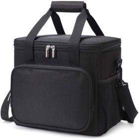 Large Capacity Portable Insulation Pack Picnic Lunch Crisper (Color: BLACK)