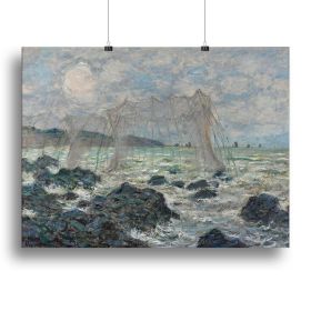 Fishing nets at Pourville by Monet Canvas Print or Poster (Type: Standard Framed Canvas Print, size: 3X-Large (40" x 26"))